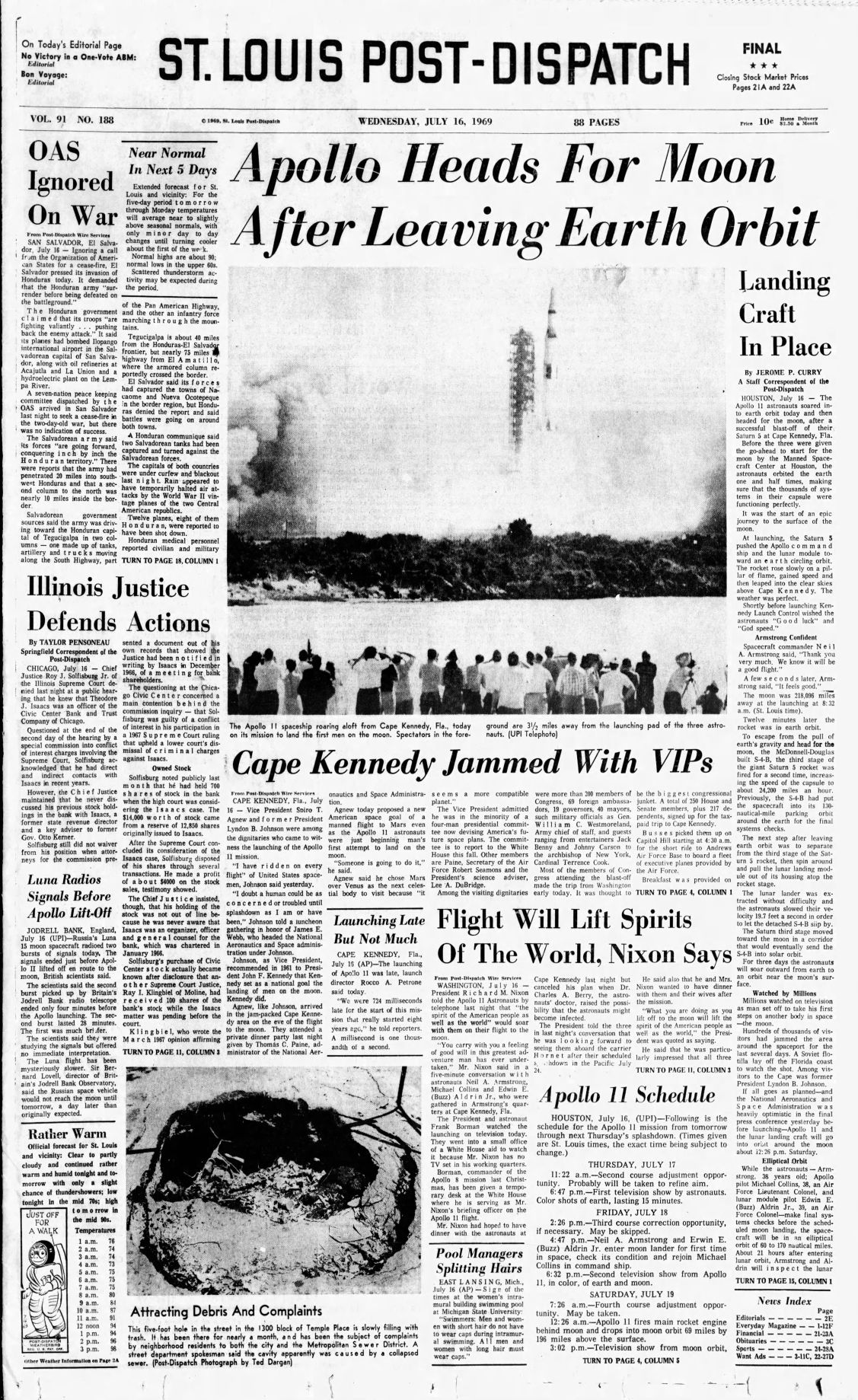 "Apollo heads for Moon after leaving Earth orbit"